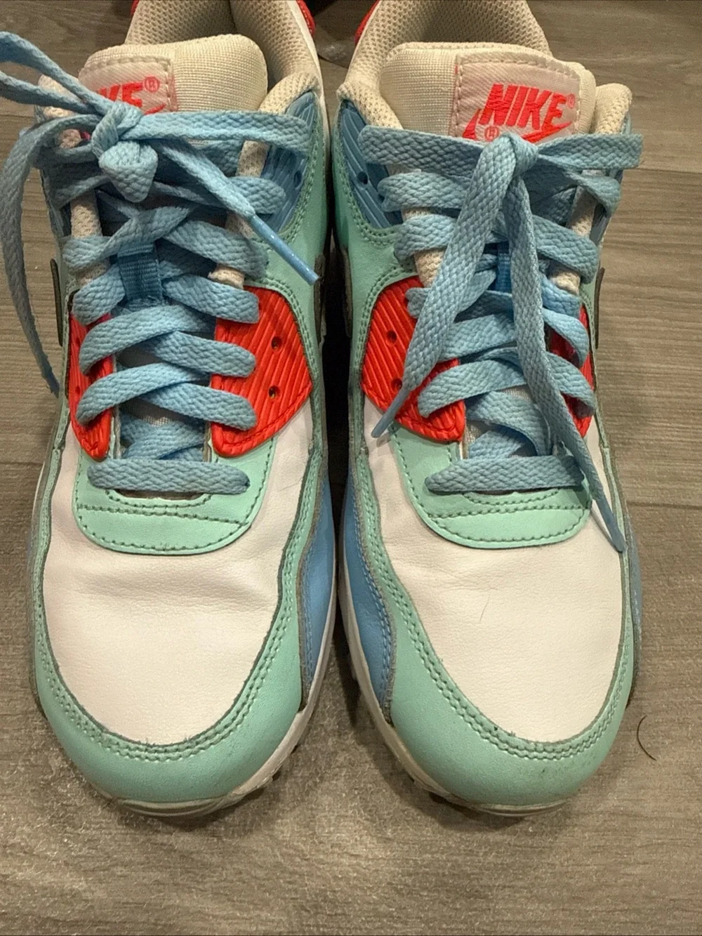 Nike Air Max 90 OG Retro Sneakers Blue Mint Red Size 6Y Or Women’s 7.5-8